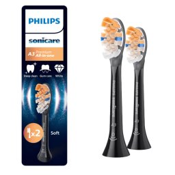 Perie Philips Sonicare HX9092/88 | A3 Premium All in One, 2buc, BrushSync, Negru