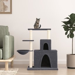 Ansamblu pisici cu stalpi din funie sisal, gri închis, 83 cm GartenMobel Dekor
