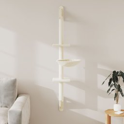 Ansamblu pisici de perete cu stalp de zgariere, crem, 142,5 cm GartenMobel Dekor