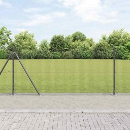 Gard exterior din otel si PVC, gri, 50 x 1 m, plasa 19 x 19 mm, vidaXL