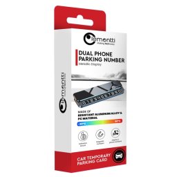Lemontti Suport auto numar telefon parcare, 2 numere telefon schimbabile, aluminiu, cifre magnetice fluorescente, Negru