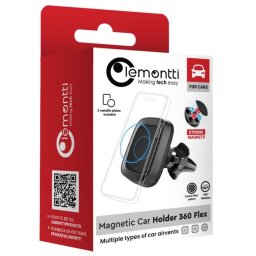 Lemontti Suport Auto Magnetic 360 Flex, prindere la sistemul de ventilatie, Negru