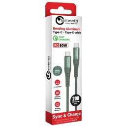 Lemontti Cablu Bending Aluminum Type-C la Type-C, Fast Charge, PD 60W, 2m, Verde