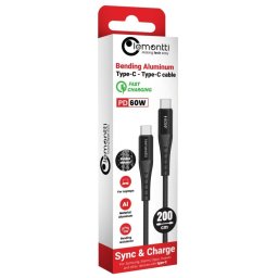 Lemontti Cablu Bending Aluminum Type-C la Type-C, Fast Charge, PD 60W, 2m, Negru