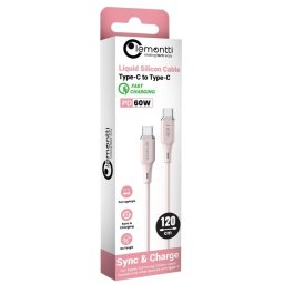Lemontti Cablu Liquid SiliconType-C la Type-C, Fast Charge, 60W, 1.2m, Roz