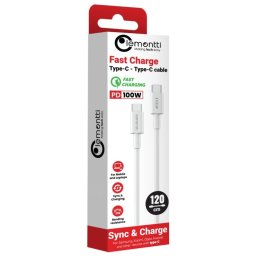 Lemontti Cablu Fast Charge Type-C la Type-C, PD, 100W, 1.2m, Alb