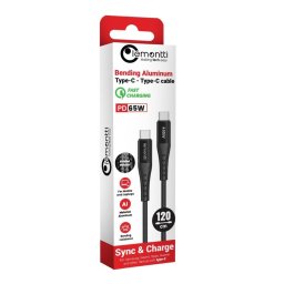 Lemontti Cablu Bending Aluminum Fast Charge Type-C la Type-C, PD 65W, 1.2m, Negru