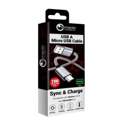 Cablu MicroUSB Lemontti USB Gri 1.5m (impletitura textila)