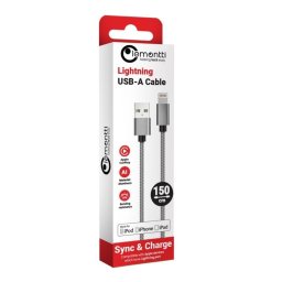 Lemontti Cablu Bending Aluminum USB-A la Lightning MFI, 1.5m, Gri