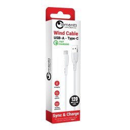 Lemontti Cablu Wind Fast Charge USB-A la Type-C, 1.2m, Alb