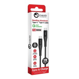 Lemontti Cablu Bending Aluminum Super Fast Charge Type-C la Type-C, PD 100W, 1.2m, Negru