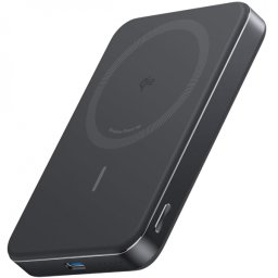 Baterie Externa Wireless Anker MagGo Slim, 10000mAh, 30W, PD + FQI, 1 x QI - 1 x USB-C, Neagra A1664H11