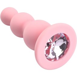 Dildo Rosy Pink Bead Clear Stone