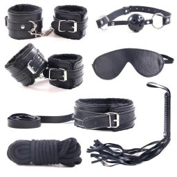Set accesorii fetish Play Bondage 7pcs Black