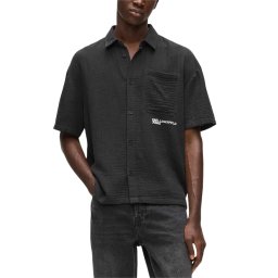KARL LAGERFELD M Cămaşă Klj Ss Crinkled B2M16012 999 black