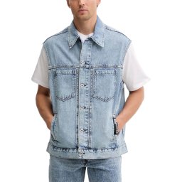 KARL LAGERFELD M Sacou Klj Relaxed Denim Vest B2M14024 1cn acid light blue