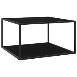 Masuta de cafea, neagra cu sticla neagra, 90x90x50 cm GartenMobel Dekor