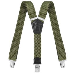 Bretele pentru pantaloni verzi, lățime 4 cm, 3 cleme