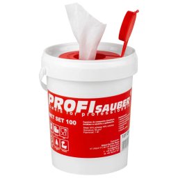 Husa Cloths in a soaking bucket with a ProfiSauber WET SET 100 dispenser