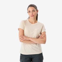 Tricou cu mânecă scurtă 100 % lână merinos, Bej, Damă