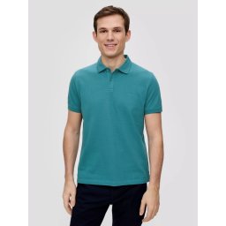 s.Oliver Tricou polo barbati, cu logo, Regular fit, Turcoaz (SELECTATI MARIMEA: 2XL)