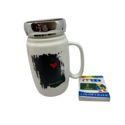 Cana ceramica Leave me a Message, cu capac oglinda
