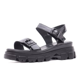 Sandale dama din piele naturala lacuita, Karisma V4VA60002A 01-L, negru