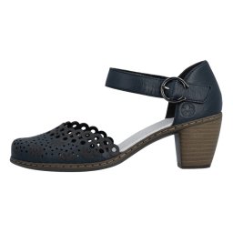 Pantofi dama, Rieker, 40902-14-Albastru, casual, piele naturala, perforati, cu toc, albastru (Marime: 39)