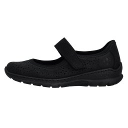 Pantofi dama, Rieker, N4299-00-Negru, casual, piele ecologica, cu talpa joasa, negru (Marime: 39)