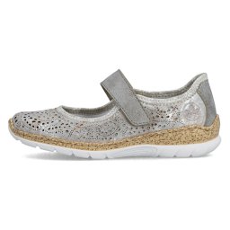 Pantofi dama, Rieker, N4299-90-Argintiu, casual, piele ecologica, cu talpa joasa, argintiu (Marime: 37)