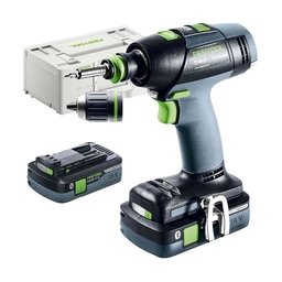 Festool - T 18+3 HPC 4.0 I-Plus - Masina de gaurit si insurubat cu 2 acumulatori, Li-Ion, 18 V, 4 Ah, 50 Nm, valiza speciala, accesorii