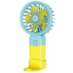 Mini ventilator USB Rosberg R51760T, 2 W, 8 cm, Autonomie 38 min, 3 viteze, Albastru/Galben