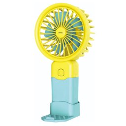 Mini ventilator USB Rosberg R51760T, 2 W, 8 cm, Autonomie 38 min, 3 viteze, Galben/Albastru