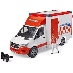 Bruder MB Sprinter ambulance with driver, model vehicle (red/white)