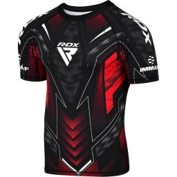 Tricou Compresie MMA Half Sleeves Aprobat IMMAF RDX - Rosu, XL