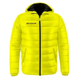 Geacă Sport Givova Olanda cu Glugă - 100% Poliester, Primăvară/Toamnă - Galben Fluo/Negru, S