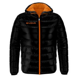 Geacă Sport Givova Olanda cu Glugă - 100% Poliester, Primăvară/Toamnă - Negru/ portocaliu fluo, 4XL