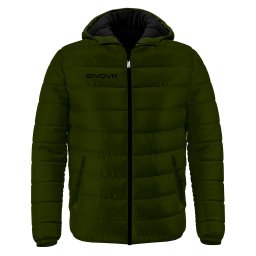 Geacă Sport Givova Olanda cu Glugă - 100% Poliester, Primăvară/Toamnă - verde army/negru, 2XL