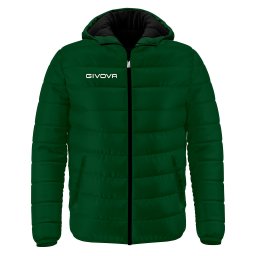 Geacă Sport Givova Olanda cu Glugă - 100% Poliester, Primăvară/Toamnă - verde inchis/negru, XS