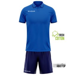Kit Sport GIVOVA Street Polo Bumbac + Bermude Microfibră - Albastru/Bleumarin, 3XL