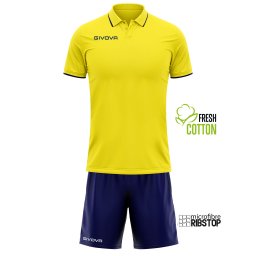 Kit Sport GIVOVA Street Polo Bumbac + Bermude Microfibră - galben/bleumarin, XL