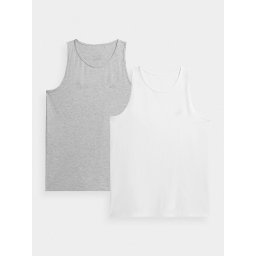 Maieu Barbati Slim 4F (set 2 bucati) - Alb/Gri, 3XL
