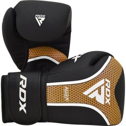 Mănuși Box RDX Aura Plus T-17 Piele Maya Hide™ MG-3 - Negru/Auriu, 10oz