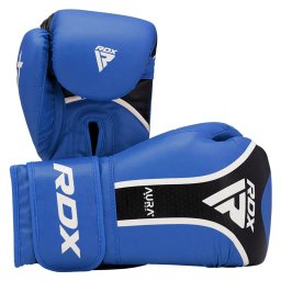 Mănuși Box RDX Aura Plus T-17 Piele Maya Hide™ MG-3 - Albastru/Negru, 14oz