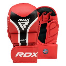 Mănuși Grappling RDX Shooter Aura Plus T-17 Negru Roșu Albastru - Rosu, L