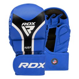 Mănuși Grappling RDX Shooter Aura Plus T-17 Negru Roșu Albastru - Albastru, S
