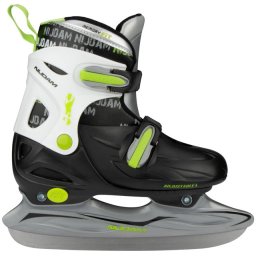 Patine Hockey Junior Reglabile Nijdam Jutta - negru/alb/verde, 34-37