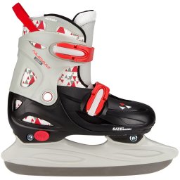 Patine Hockey Reglabile Nijdam Hosa, junior - negru/gri/Rosu, 30-33
