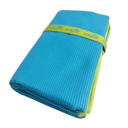 Prosop plaja microfibra Solart, 75x150 cm - Albastru deschis/verde fluo, 75x150 cm