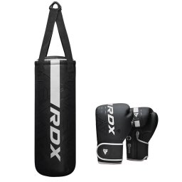 Set Sac de Box RDX F6 2FT KARA Kids + Mănuși 6 OZ - Negru/Alb, uni